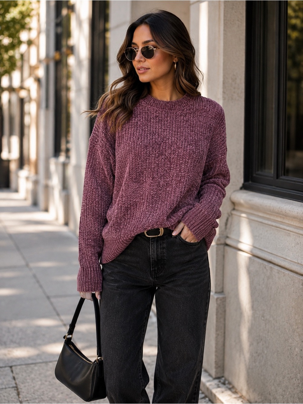 Matty M Size M Mauve Chenille Crewneck Sweater Soft Cozy Knit NWOT